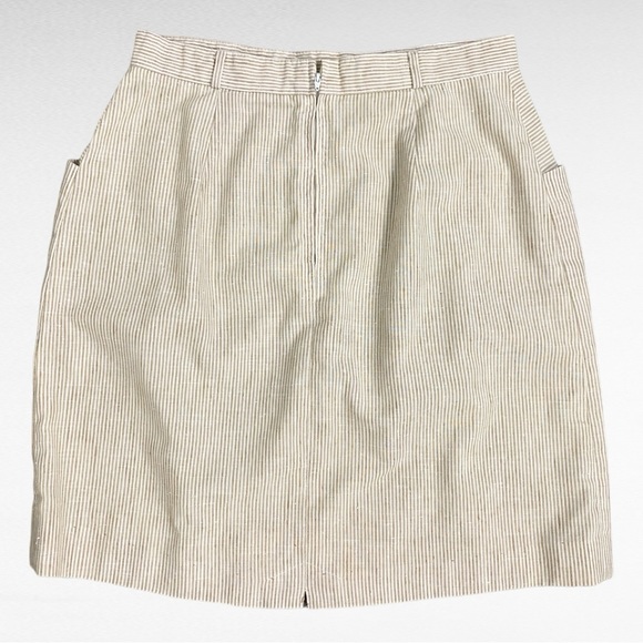 VINTAGE | College Town Tan & White Stripe Preppy High Rise Skirt w/Pockets - Picture 6 of 8